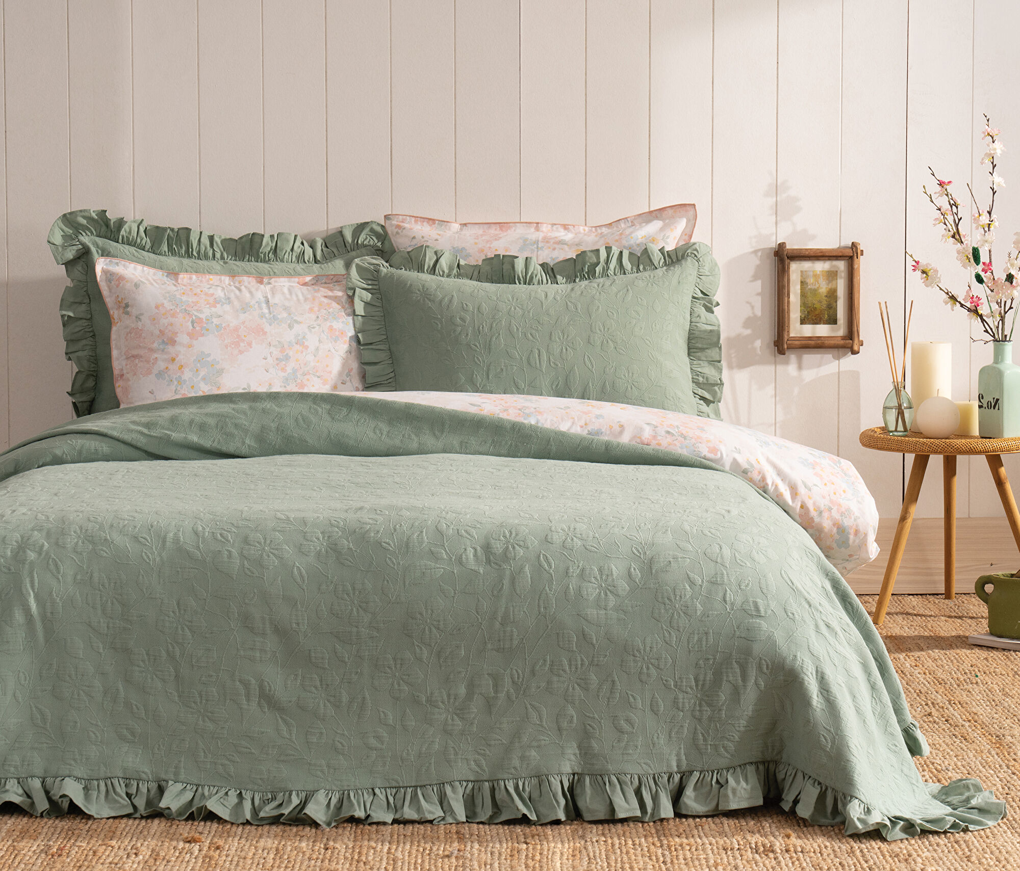 Helsa | Çift Kişilik 230x240 cm | Yeşil - Konforlu ve Kaliteli Puffy Ürünleri
