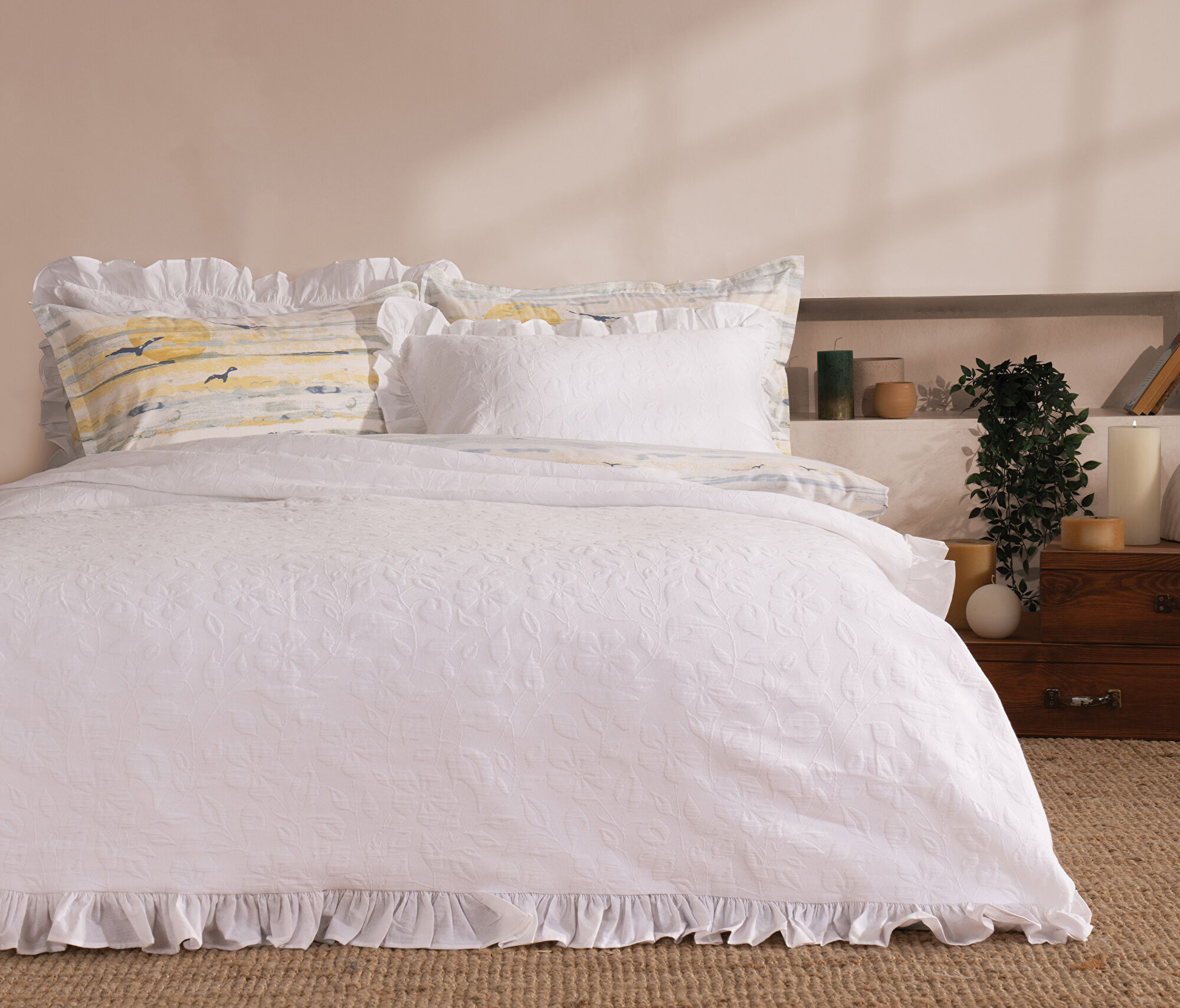 Helsa | Çift Kişilik 230x240 cm | Beyaz - Konforlu ve Kaliteli Puffy Ürünleri