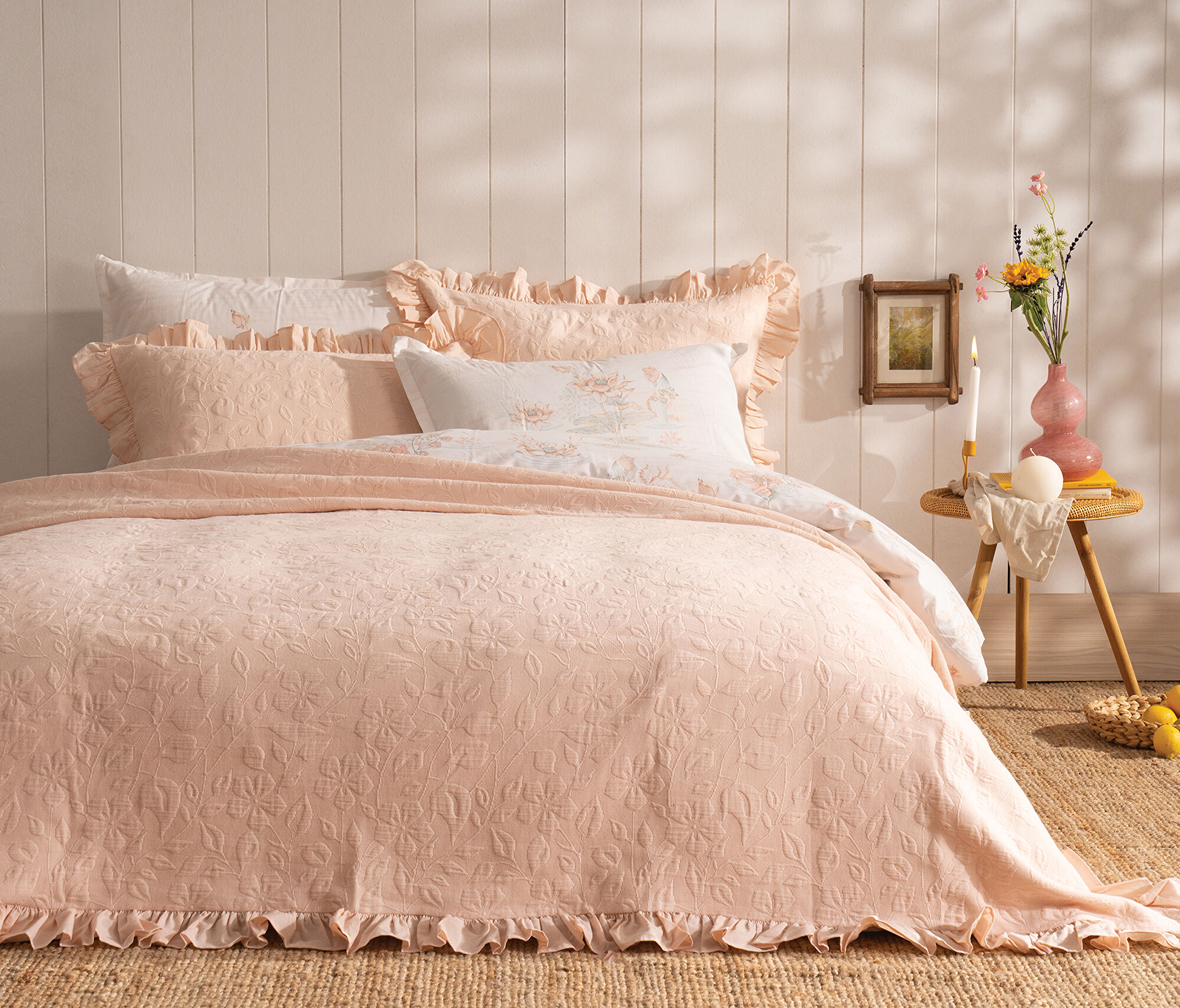 Helsa | Çift Kişilik 230x240 cm | Pudra - Konforlu ve Kaliteli Puffy Ürünleri