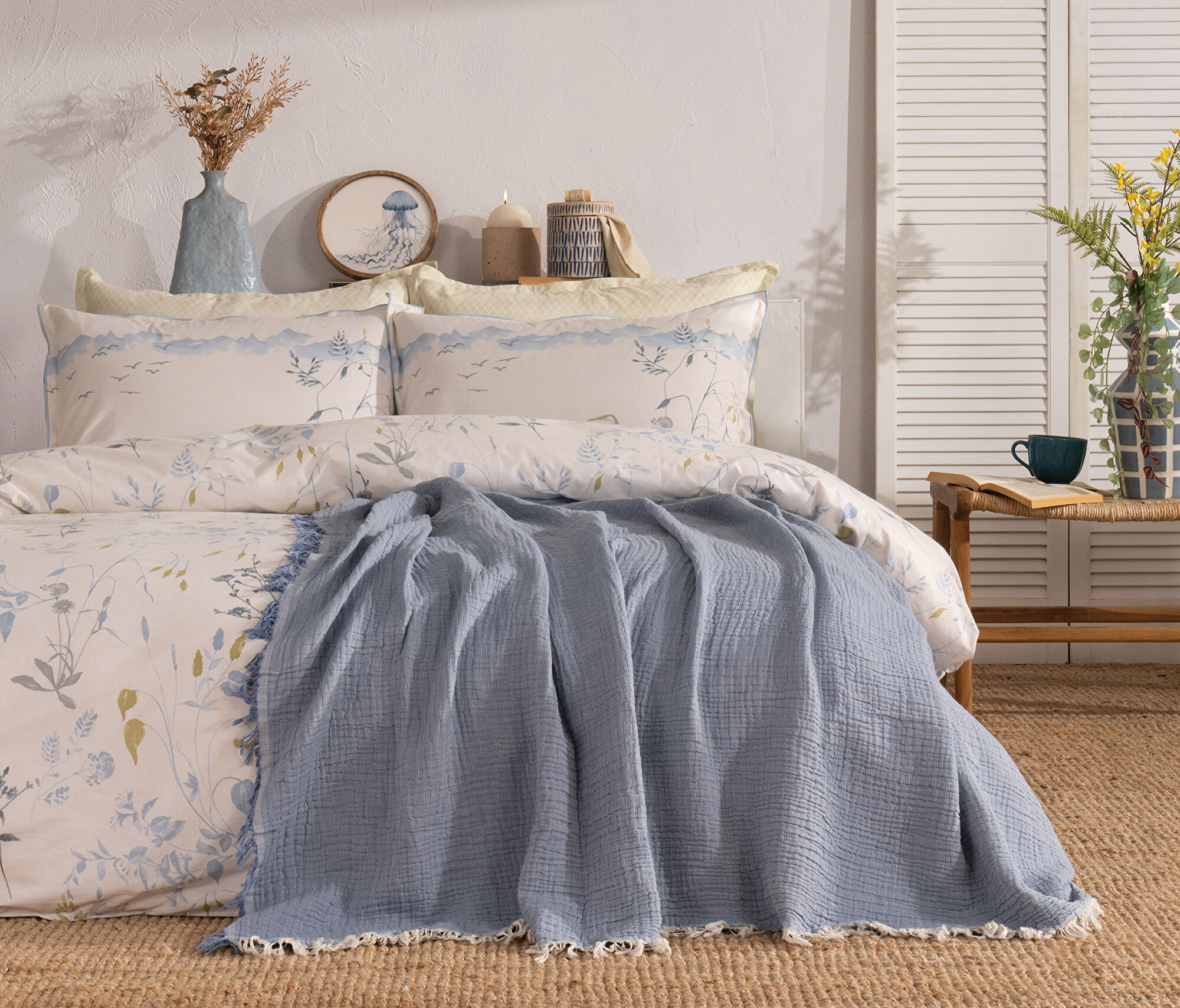 Asti | Çift Kişilik 200x220 cm | Mavi - Konforlu ve Kaliteli Puffy Ürünleri