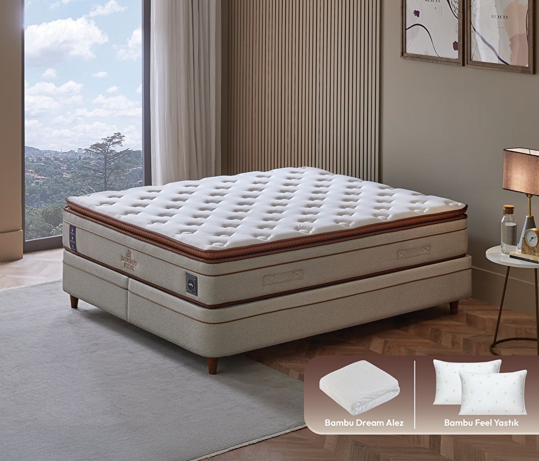 Bamboo Pedic Yatak + Bambu Feel Yastık + Bambu Dream Sıvı Geçirmez Alez