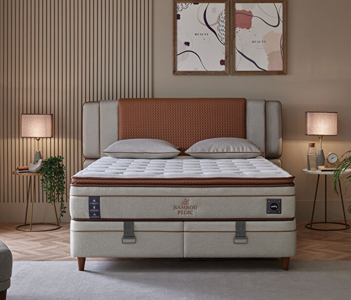 Bamboo Pedic 3'lü Set Yatak Baza Başlık, 180x200 cm